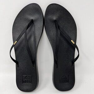 Reef Women's Cushion Bounce Slim Flip Flop Sandals - Black Sz 9. Minimalist Sexy